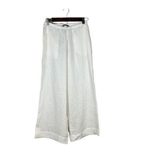 Alembika Womens Size 1 US S High Rise Wide Leg Cropped Linen Pants White
